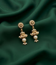 Gold Oxidized With Beaded Indo-Western Jhumki