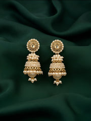 Gold Oxidized With Beaded Indo-Western Jhumki