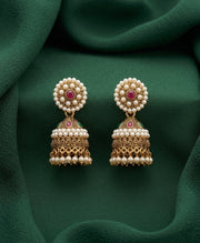 Gold Oxidized With Beaded Indo-Western Jhumka