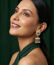 Gold Oxidized With Beaded Indo-Western Jhumka