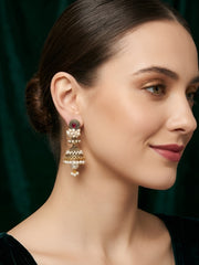 Gold Oxidized With Beaded Indo-Western Jhumki