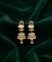 Gold Oxidized With Beaded Indo-Western Jhumki
