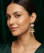 Gold-Toned Pearl Embellished Traditional Jhumka Earrings