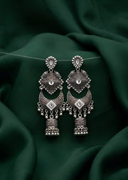 Silver Plated Oxidized Drop Earrings