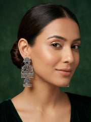 Silver Plated Oxidized Indo-Western Drop Earrings