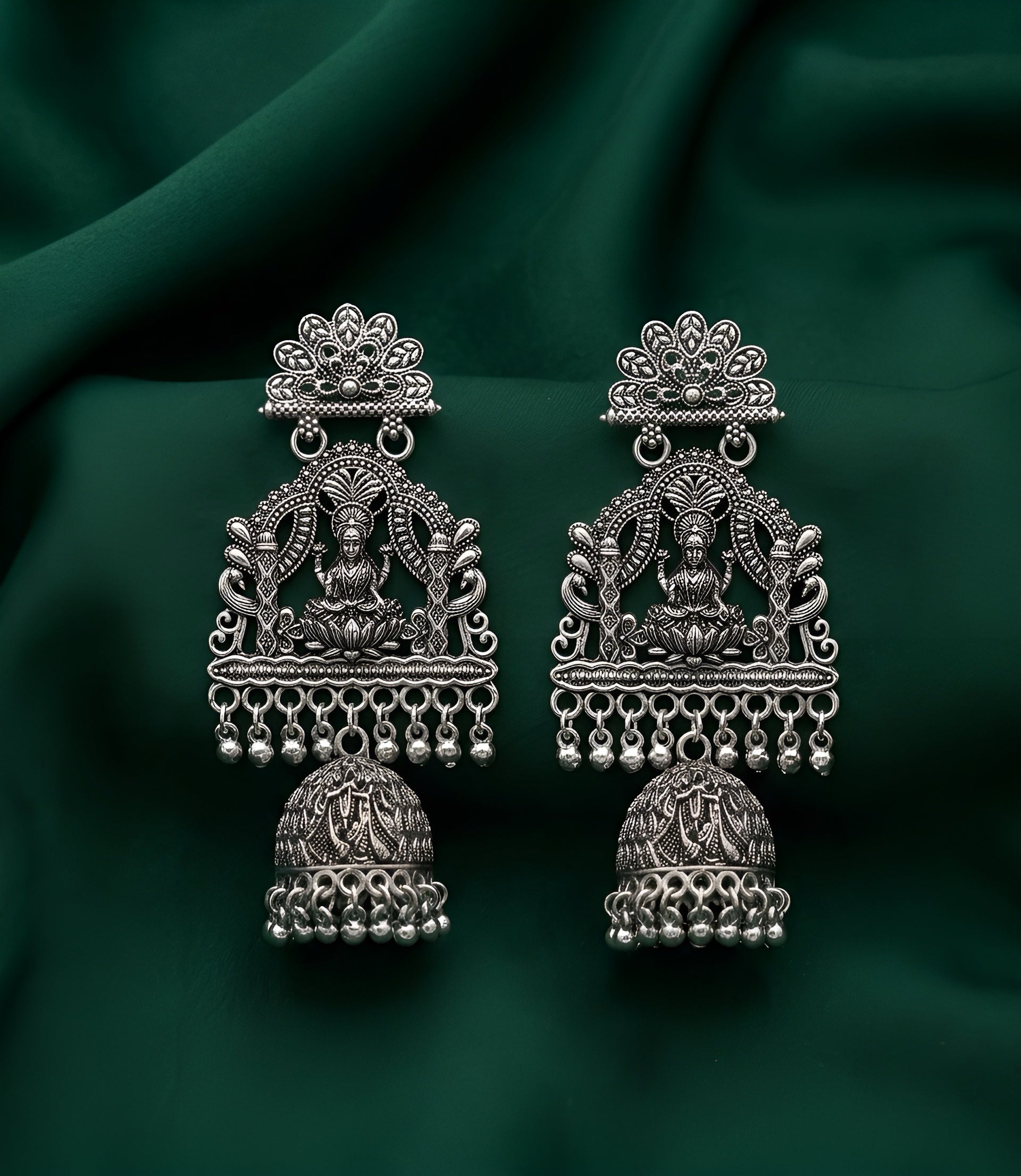 Silver Plated Oxidized Indo-Western Drop Earrings