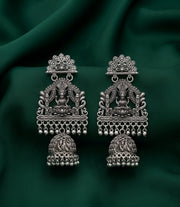 Silver Plated Oxidized Indo-Western Drop Earrings