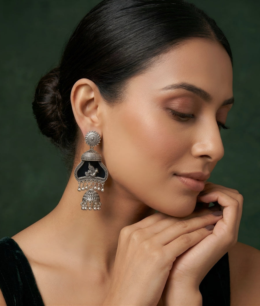 Women Sliver Plated Fancy Drop  Earing