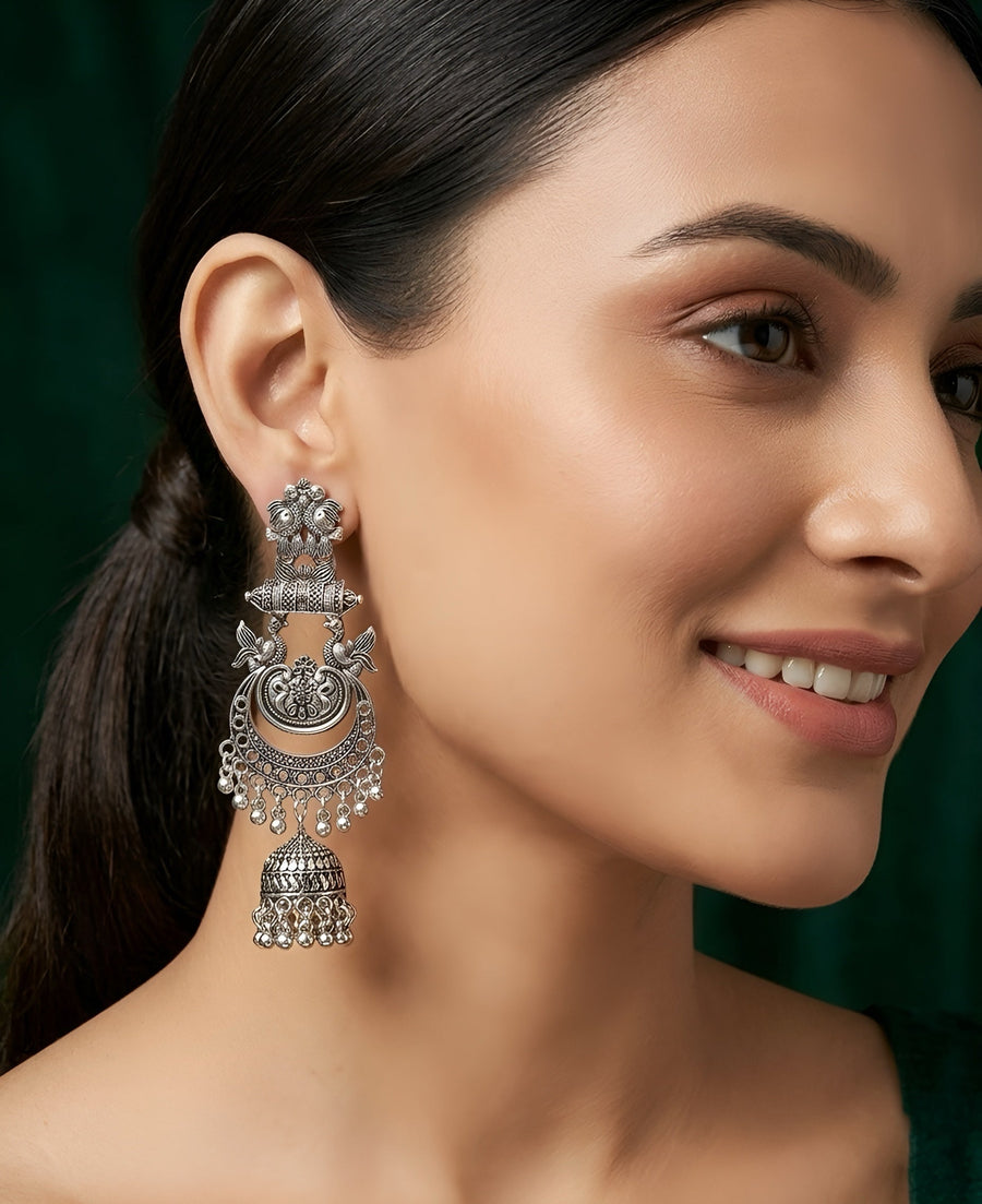 Women Sliver Plated Fancy Drop  Earing