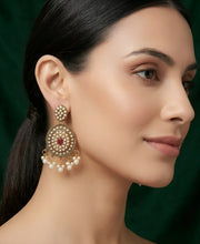 Gold Oxidized With Fancy Beaded Earrings
