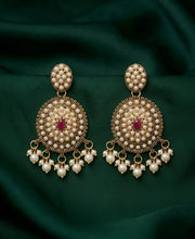 Gold Oxidized With Fancy Beaded Earrings