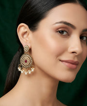 Gold Oxidized With Fancy Beaded Earrings