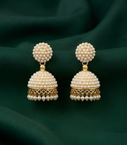 Gold Plated Fancy Beaded  Jhumka Earrings