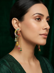 Golden Multicolor Chandbali Earrings