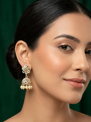 Kundan & Pearl Statement Jhumki Earrings