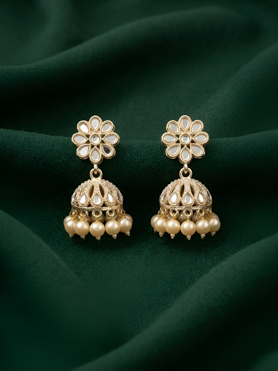 Kundan & Pearl Statement Jhumki Earrings