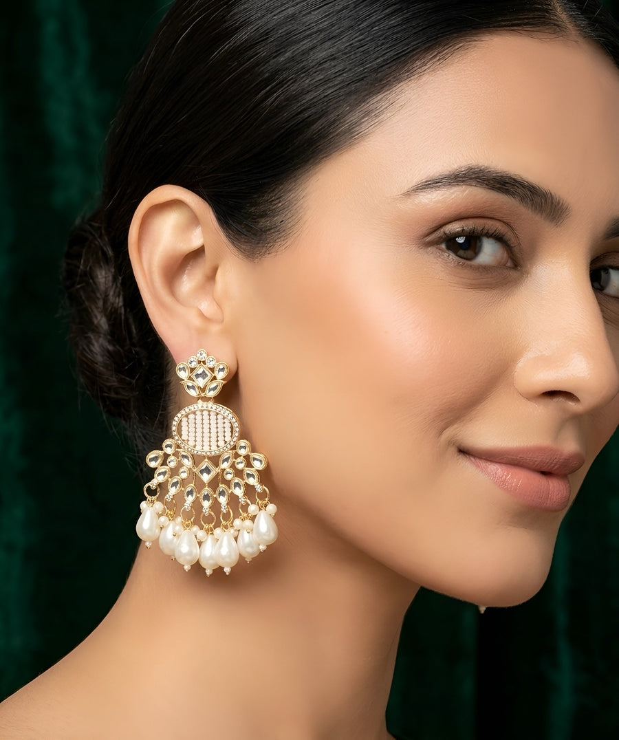 Kundan & Pearl Traditional Ethnic Statement Earrings