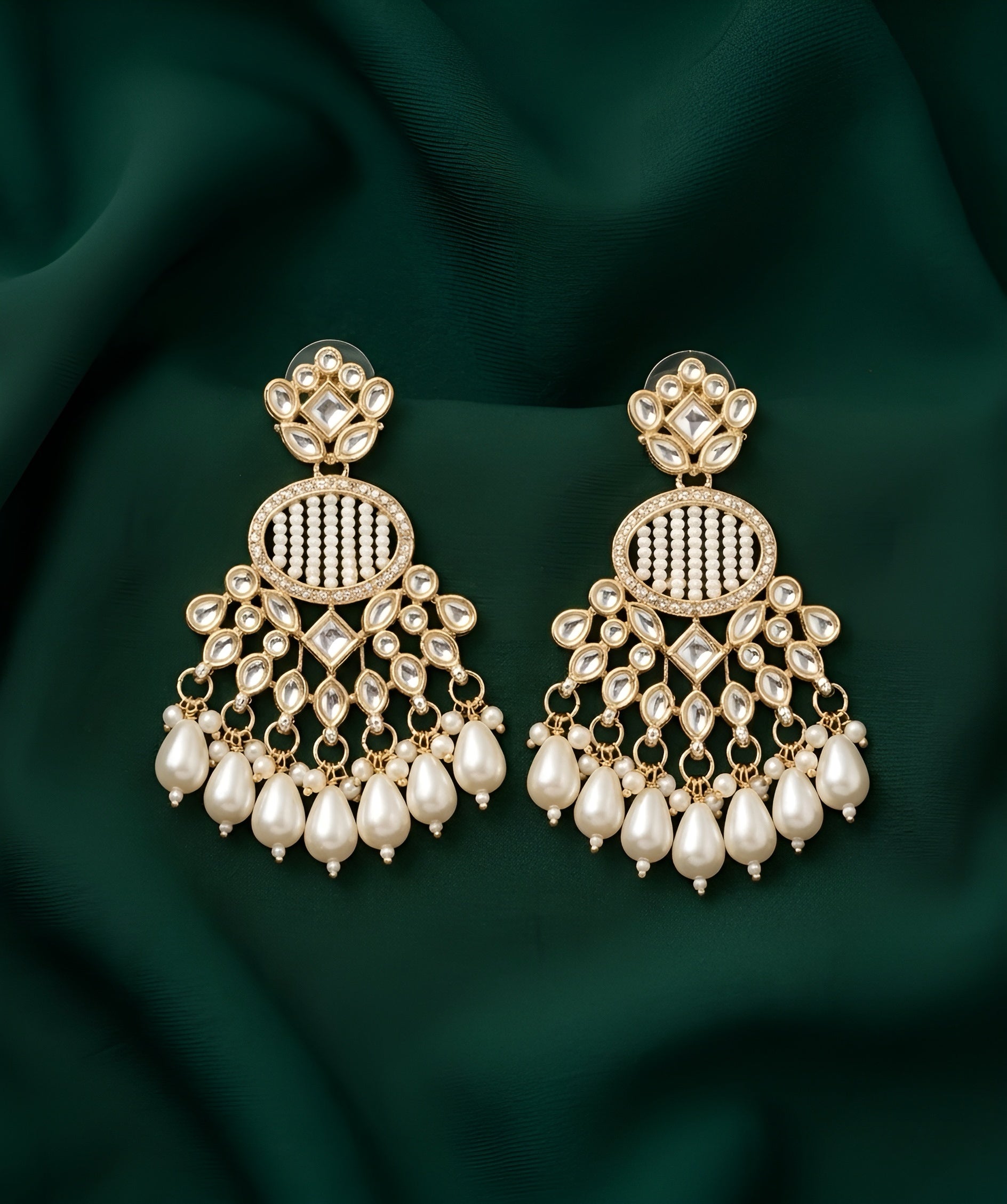 Kundan & Pearl Traditional Ethnic Statement Earrings