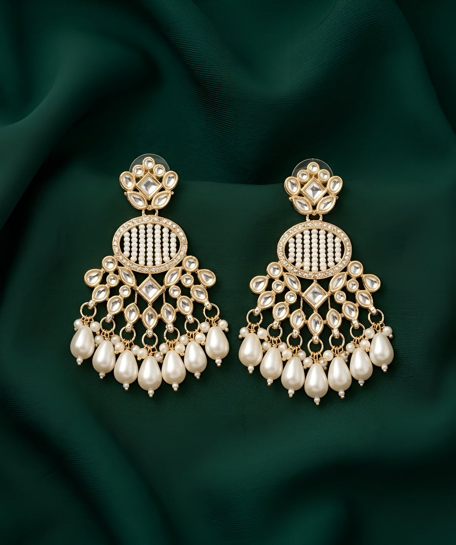 Kundan & Pearl Traditional Ethnic Statement Earrings