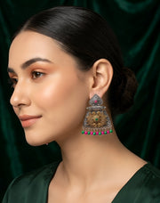 Silver Plated Oxidized Indo-Western Drop Earrings