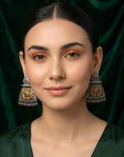Silver Plated Oxidized Indo-Western Drop Earrings