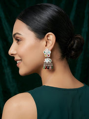 Silver Plated Multicolor Fancy Beaded Jhumki