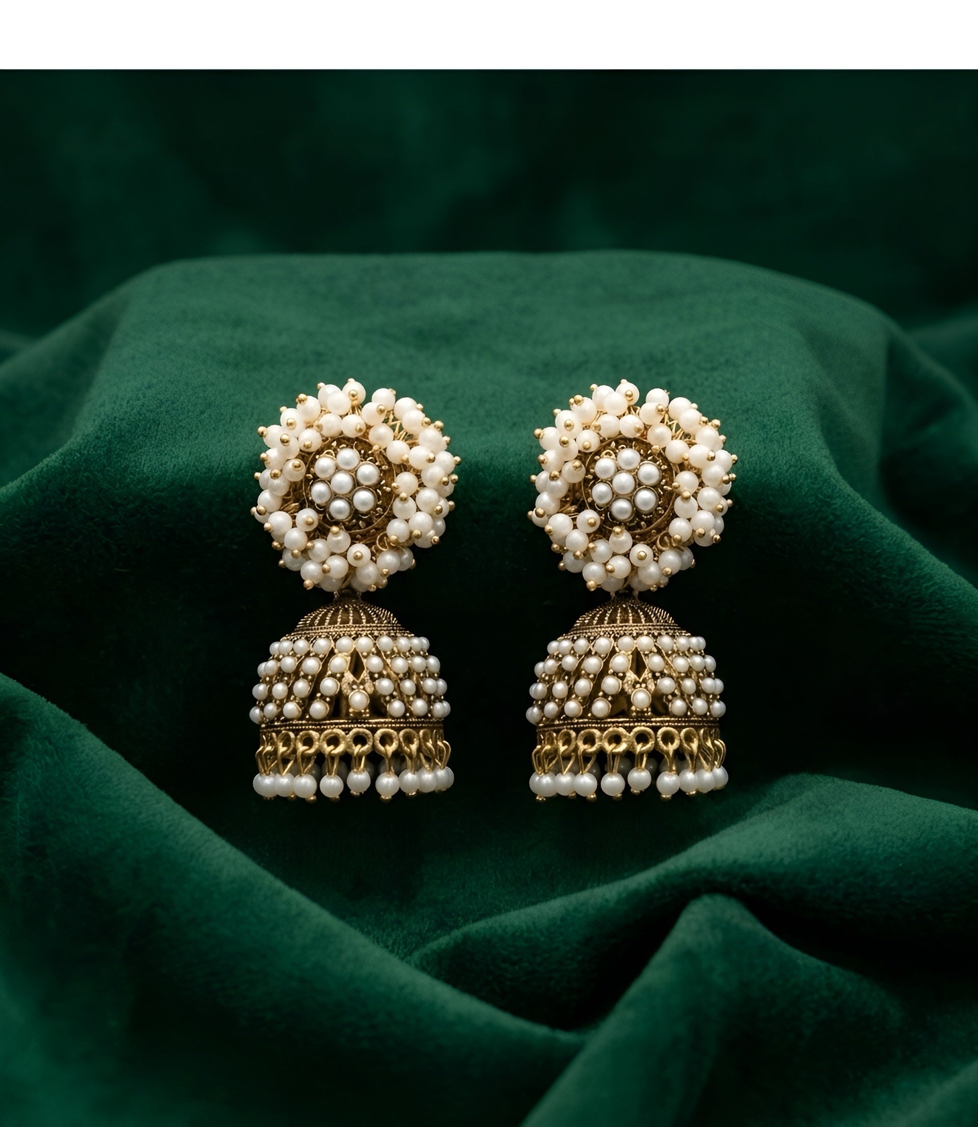 Gold Oxidized With Beaded Beautiful Jhumka