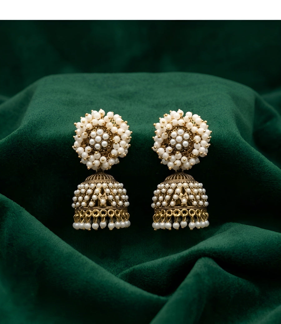 Gold Oxidized With Beaded Beautiful Jhumka