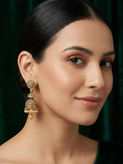 Gold Oxidized With Beaded Indo-Western Jhumki