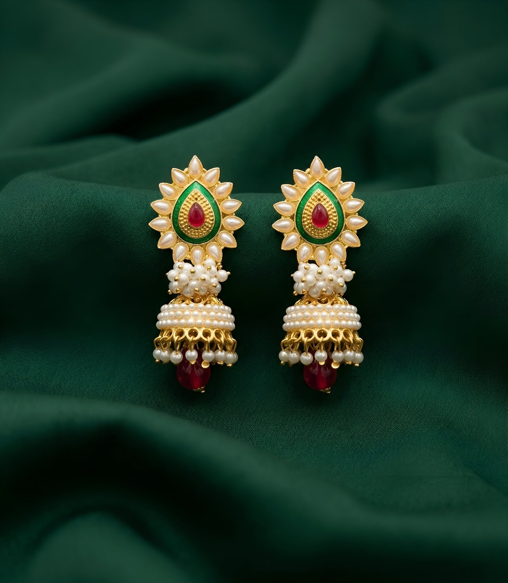 Gold Oxidized With Beaded Indo-Western Jhumka
