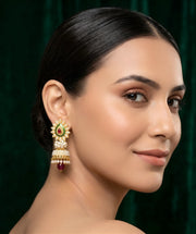 Gold Oxidized With Beaded Indo-Western Jhumka