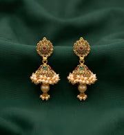 Gold Oxidized With Beaded Indo-Western Jhumki