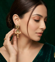 Gold Oxidized With Beaded Indo-Western Jhumki