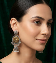 Silver Plated Oxidized Jhumka Earrings