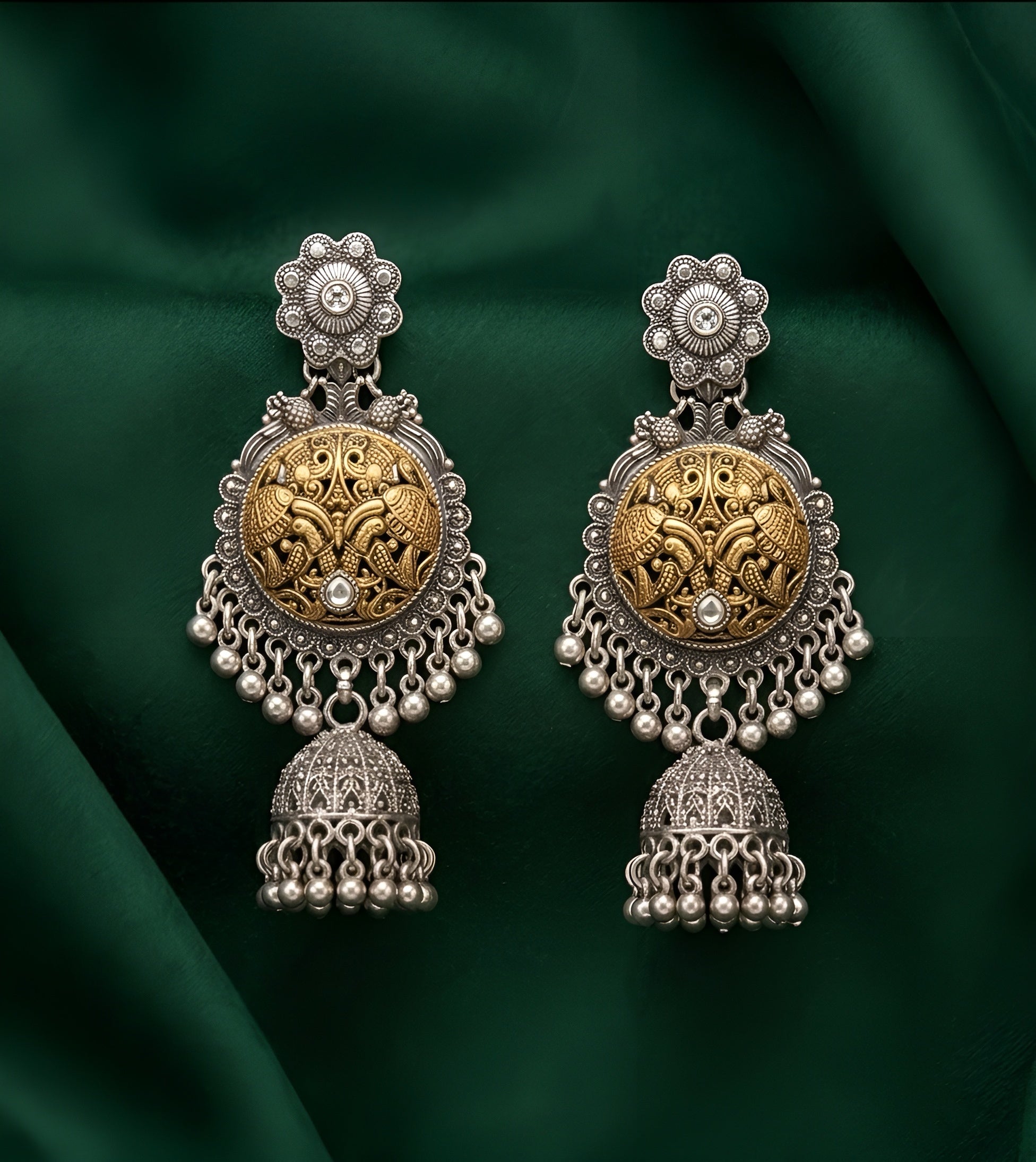Silver Plated Oxidized Jhumka Earrings