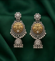Silver Plated Oxidized Jhumka Earrings