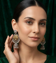 Silver Plated Oxidized Jhumka Earrings