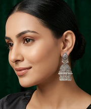 Silver Plated Oxidized Jhumka Earrings