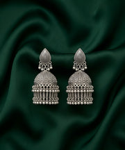 Silver Plated Oxidized Jhumka Earrings