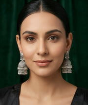 Silver Plated Oxidized Jhumka Earrings