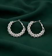 Silver Plated Transparent Fancy Beaded Hoops