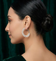 Silver Plated Transparent Fancy Beaded Hoops
