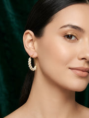 Gold Plated Artificial Pearls & Diamond Hoops