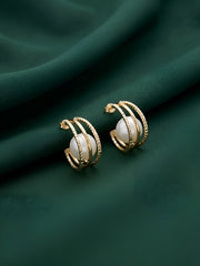 Gold Plated Fancy Pearl Hoops