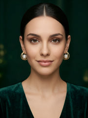 Gold Plated Fancy Pearl Hoops