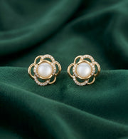 Gold Plated Beautiful Pearl Studs