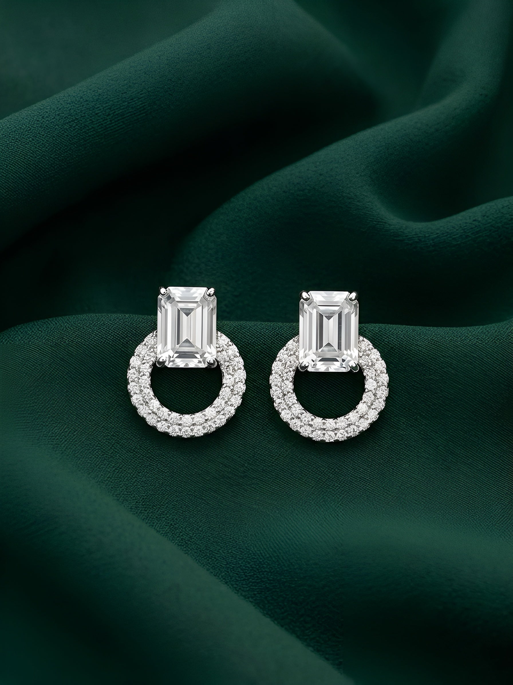 Silver Plated Fancy Ston & Pearl Earrings