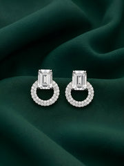 Silver Plated Fancy Ston & Pearl Earrings