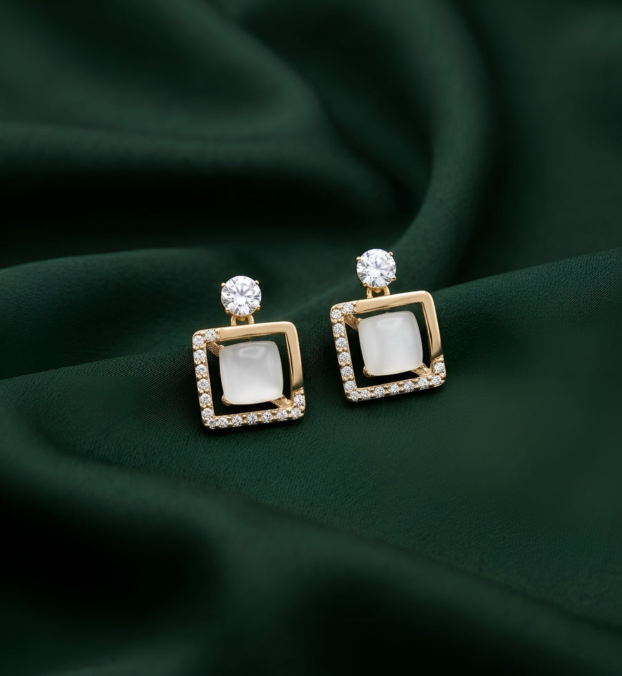 Gold Plated Fancy Beaded Unique Style Earrings