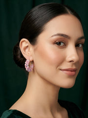Gold Plated Multicolor Fancy Beaded Hoops
